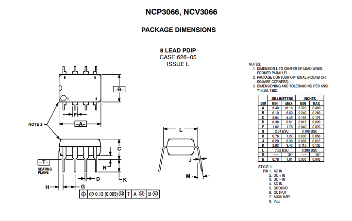 NCP3066电流调节器尺寸或2D型号