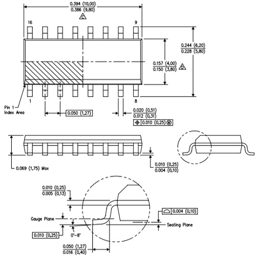 74HC139 Dimensions