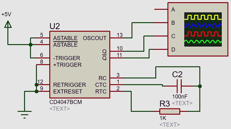 在Quistion Mode电路图中CD4047 IC