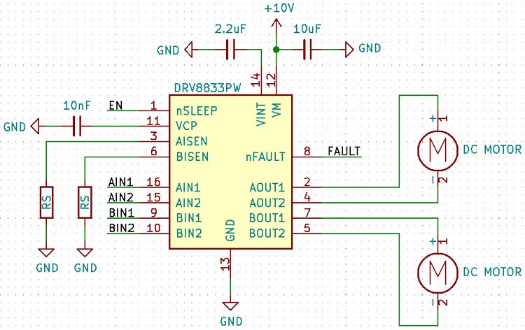 DRV8833双直流电机控制电路图