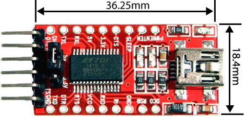 FT232RL USB TO TTL转换器尺寸