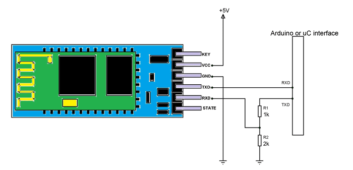 HC-06蓝牙模块，Arduino电路