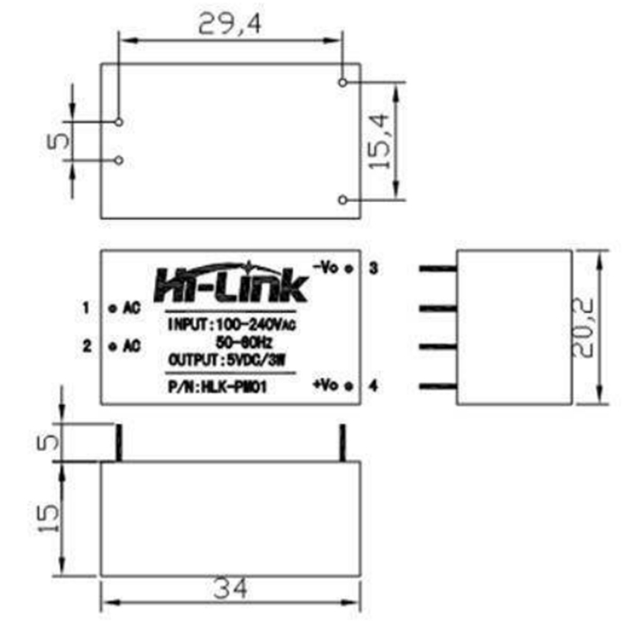 HLK-PM01电源模块尺寸