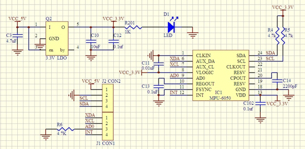 MPU6050传感器模块电路图