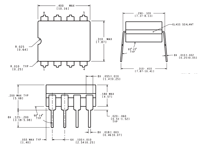 NJM4560运算放大器IC尺寸