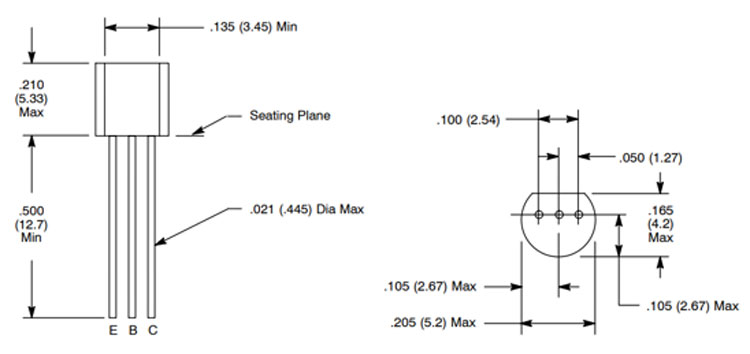 NTE123AP NPN Audio Amplifier Transistor 2-D Model