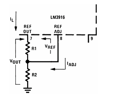 LM3916点/条显示驱动器的基本电路