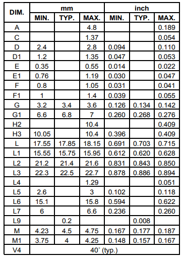 TDA2050 32W音频功率放大器尺寸